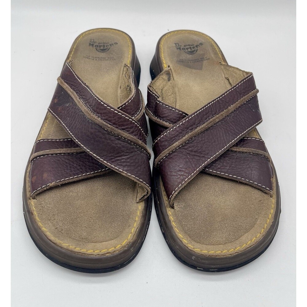 Vintage Doc Martens Brown Leather Criss Cross Slip On Sandal Size 7 #8A53 Dr.